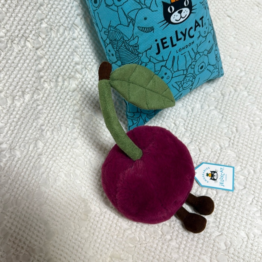 Jellycat Amuseable Cherry 🍒 5x4" Soft & Plush NWT - Picture 7 of 9